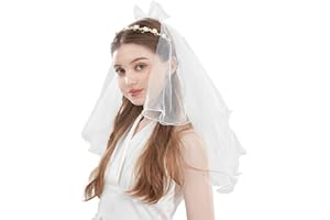 Yelsky First Communion Veil Set, White Lace with Pearl Bow Communion Veil for Catholic, White Flower Wreath Crown for Girls