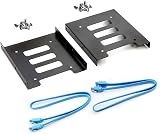 SAISN 2.5 to 3.5 SSD HDD Mounting Bracket Adapter Holder 2 Pack + SATA Cables view 1