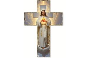 Jesus Cross for Wall, 12x8 Inch Vintage Wooden Crucifix Wall Cross, Catholic & Religious Spiritual Decor for Living Room & Be