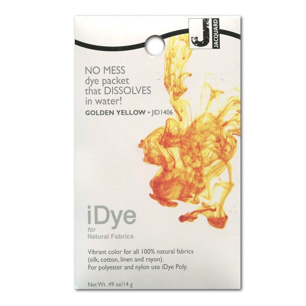 Jacquard iDYE Golden Yellow Fabric Dye for Natural Fibres, Polyester & Nylon, Permanent Clothing Colour, Easy Hot Water Textile Application, Garment Upcycling14g Packet — image 1