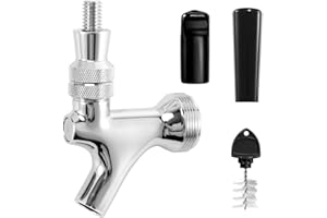 HGKEKE Beer Faucet Beer Tap for Kegs Kegerator Draft Beer Tower, Classic & Standard American Keg Beer Faucet with Kegerator Tap Plug (Stainless Steel Core & Brass Body)