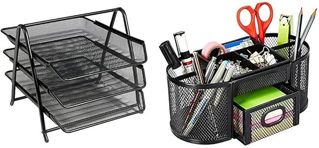 Osco 3TT-BLK - Bandeja para cartas de 3 niveles de malla metálica