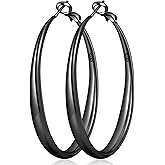 PABBEU S925 SterlingSilver Hoop Earrings Hypoallergenic Silver Hoop Earrings for Women Lightweight Large Sterling Silver Hoops Earring 30/50/70mm