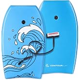 CONTOUR SURF Breeze Bodyboard Body Boards for Beach Kids Lightweight EPS Core Dual Channel Wrist Leash(33/41 inch)
