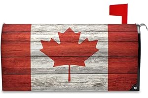 Wooden Canada Flag Mailbox Covers Polyester Magnetic Mailbox Wraps Post Letter Box Cover for Standard Mailbox Home Garden Yar