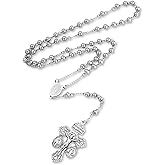 SANDOO Pardon Crucifix Necklace with Stainless Steel Rosary Beads - Cruz Del Perdon Catolica with St Benedict Medal,Crucifijo Del Perdon,Regalo Religioso Católico De Para Hombres Y Mujeres
