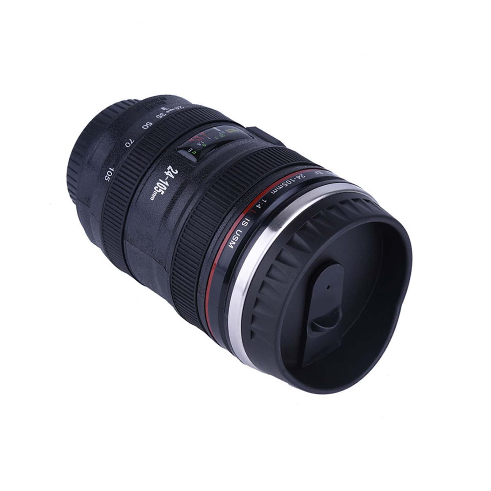 6Types Camera Lens Shaped Insulation Cup,Stainless Steel Insulated Travelling Flask, Photographer Tea Cup,Novelty Filmmaker Coffee Mugs for Hot and Cold Drinks(V Black)