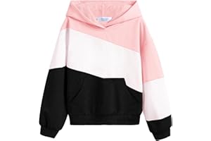 Arshiner Girls Color Block Hoodies Colorblock Sweatshirt Fall Hooded Sweatshirts Hoodies for Teen Girls with Pockets