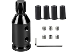 ongfuwu M12x1.25 Shift Knob Adapter, Aluminum Gear Shift Adapter Kit with 4-Sizes Hoses, Universal Gear Shift Knob Cover for Non-Threaded Manual Shifters, Car Stick Shift Knob Adapter(Black)