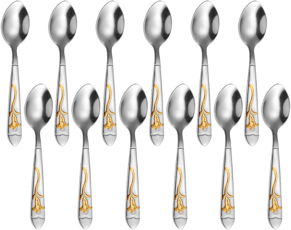 Espresso Spoons Set of 12,4 inch 18/10 Stainless Steel Mini Coffee Spoons (CT01G)
