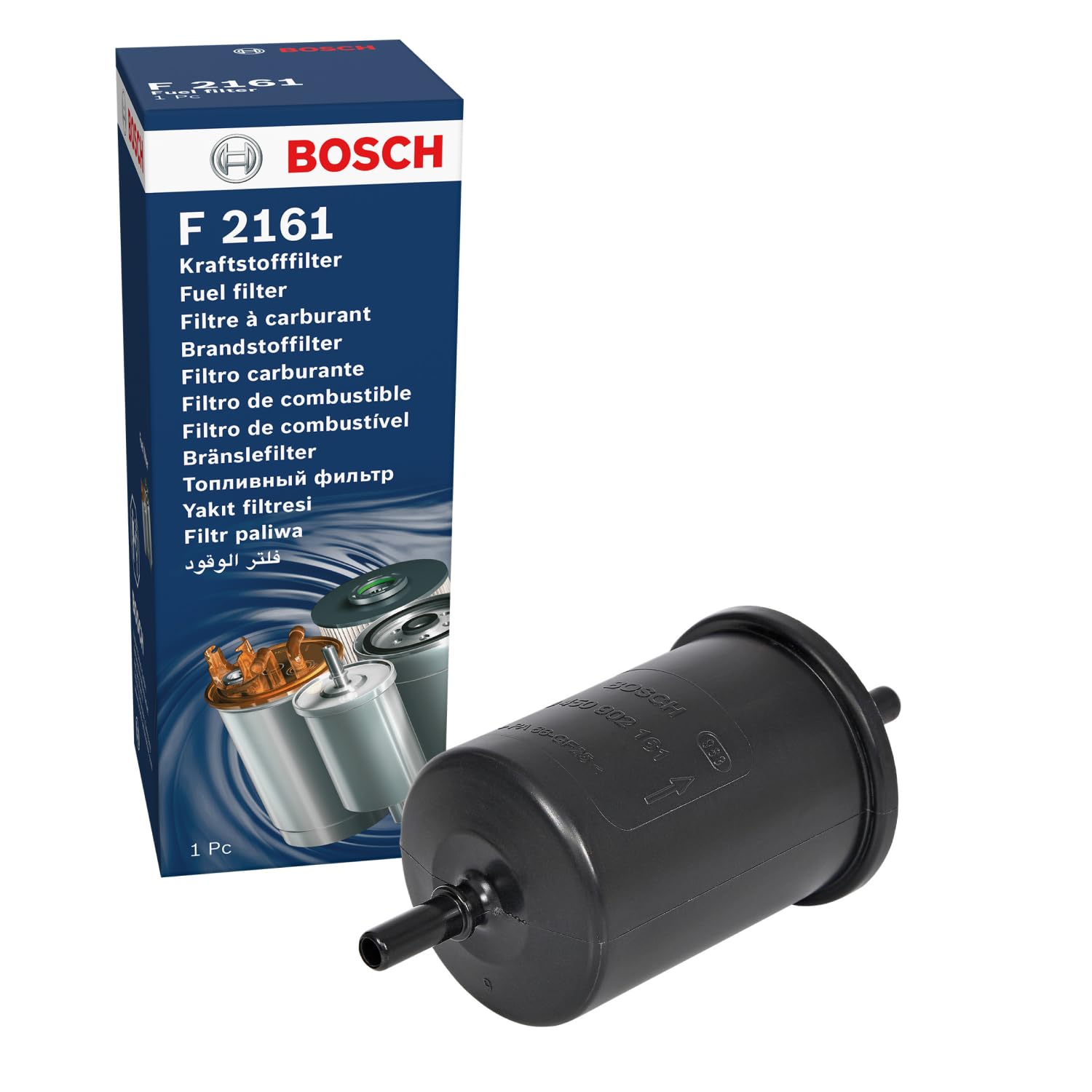 Bosch F2161 Car Gasoline Filter - Separates Particles from Fuel - Protects the Injection System