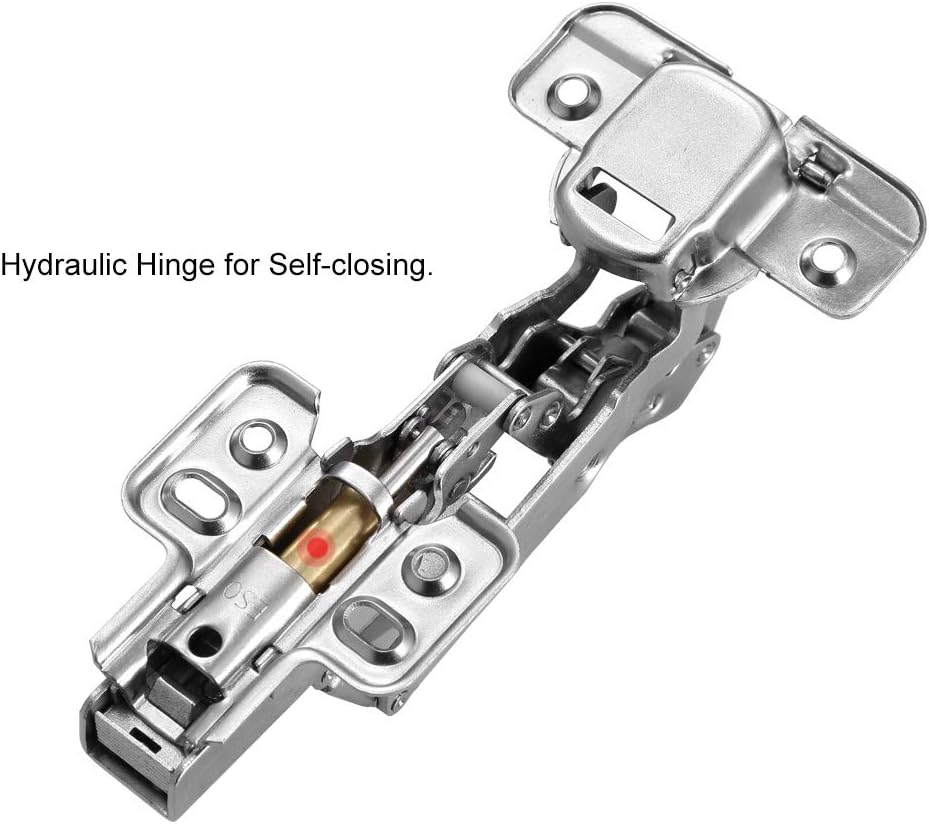 AOLISHENG 175 Degree Kitchen Cabinet Hinges Soft Close 35mm, Full Overlay, 1 Pair, Silver, 175°/Full Overlay (1 Pair) - Image 4