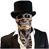 Yiypepy Halloween Mask with Hat Movable Jaw Latex Full Head Scary Costume | Perfect for Adult Halloween, cosplay, carnival, prank videos, and themed photo shoots.