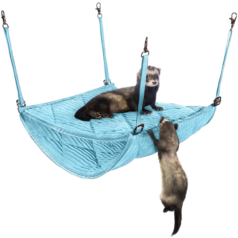 Photo 1 of 2 Brothers Wholesale Ferret Hammock for Cage - Plush Double Bunk Bed Hanging Clips - Perfect for 2 or More Small Pets! (Rats, Ferrets, Hamsters, Guinea Pigs, Chinchillas & Squirrels) - Blue