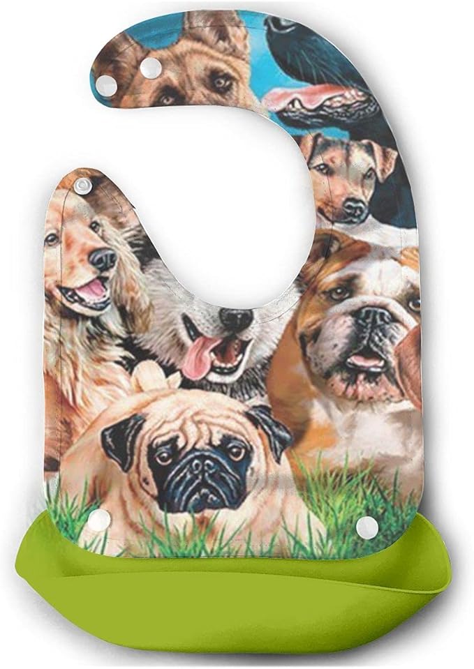 Dogs Baby Bibs Silicone Comfortable Soft Easily Wipe Clean