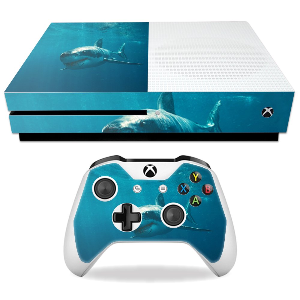 MightySkins Skin for Microsoft Xbox One S - Shark | Protective, Durable, and Unique Vinyl Decal wrap Cover | Easy to Apply, Remove, and Change Styles | Made in The USA