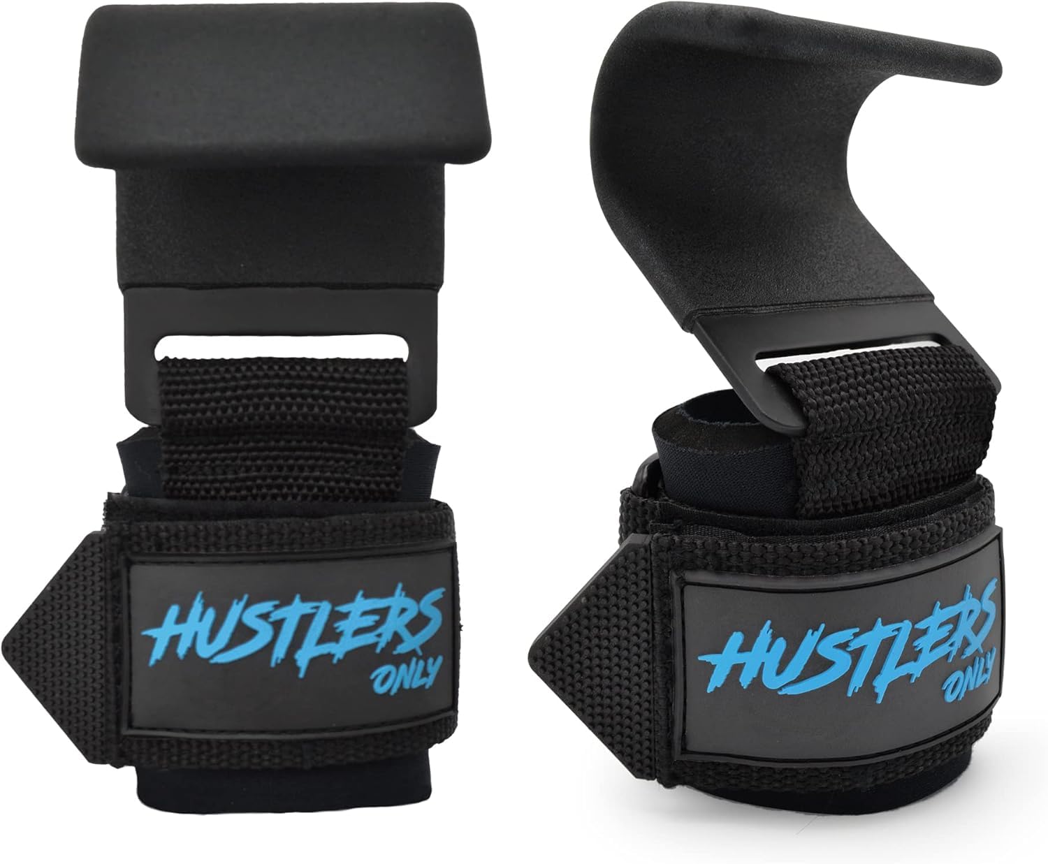 HUSTLERS ONLY Weight Lifting Hooks Non-Slip Coating Grips with 7mm thick Neoprene wrist Support for Powerlifting Bodybuilding Deadlifts Strength Training Weight Lifting Straps for Men and Women