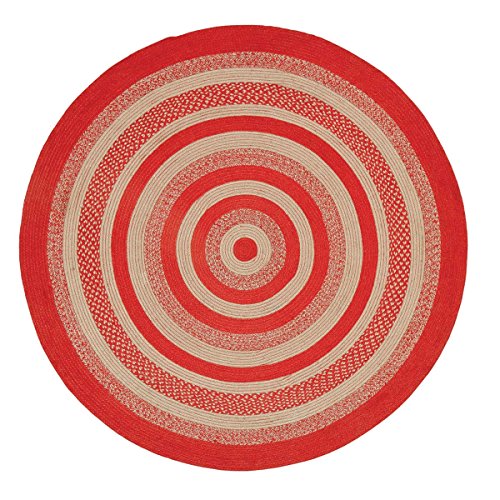 VHC Brands Christmas Classic Country Flooring - Cunningham Jute Red Round Rug, 6' Diameter