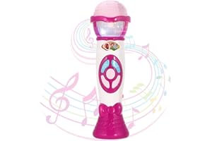 FunsLane Kids Voice Changer Microphone Toy Karaoke Machine for Toddler with Recording, Play Music Function, Colorful Lights, Party Favor Toy Great Birthday for Girls Boys, Pink
