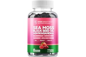 Inner Brightness Sea Moss 4000mg Gummies with Ashwagandha, Elderberry, Apple Cider Vinegar, Bladderwrack, Burdock Root – Immune Support – Mixed Berry Flavor – 60 Count