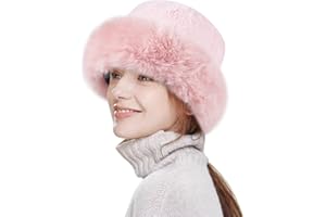 HH HOFNEN Winter Bucket Hat Fluffy Faux Fur Fisherman Plush Warm Hats Cute Fuzzy Bucket Hat for Women