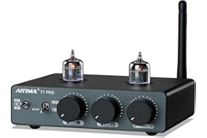 AIYIMA T1 PRO Tube Preamp Vacuum Receiver Home Audio Preamplifier with RCA/Bluetooth & Bass Treble for HiFi Stereo Amplifier&Powered Speakers,with AUX/12V Trigger Signal Output