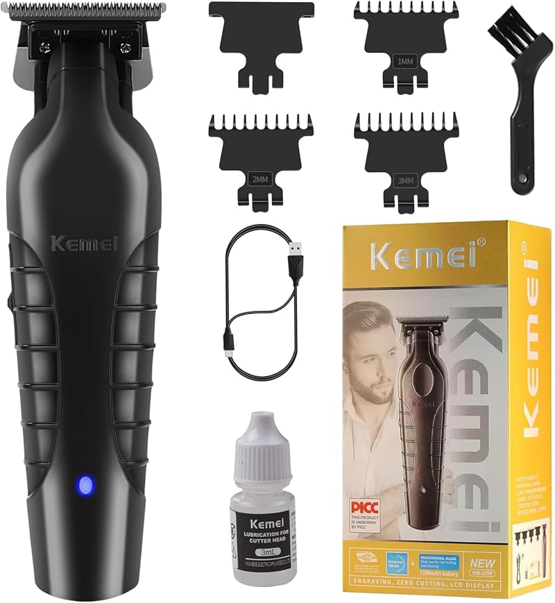 Kemei 2299 Professional Hair Trimmer Zero Gap T Blade Men Gift Kit