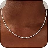 Treasure Bender S925 Sterling Silver Lip Chain Necklace for Women - Sterling Silver Lip Chain Necklace Thick Sturdy Colourfast Necklaces Jewelry for Women 16/18/20/22 Inch