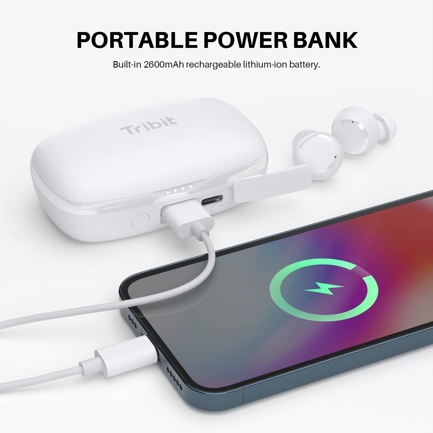 Tribit Wireless Earbuds, 110H Playtime Bluetooth 5.3 IPX8 Waterproof Call Noise Reduction Bluetooth Earbuds Headphones with Mic Earphone in-Ear Wireless Earphones, Flybuds 3 White