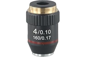 Achromatic Objective Lens for Biological Microscopy, DIN Standard 4X/20X/40X/60X/100X Magnification, 160mm Tube Length, Sprin