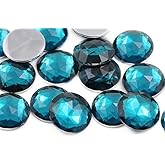 11mm Flat Back Round Acrylic Rhinestones Plastic Gems for Jewelry Making Costume Jewels Cosplay Embelishments - 75 Pieces (Blue Aqua .QR)