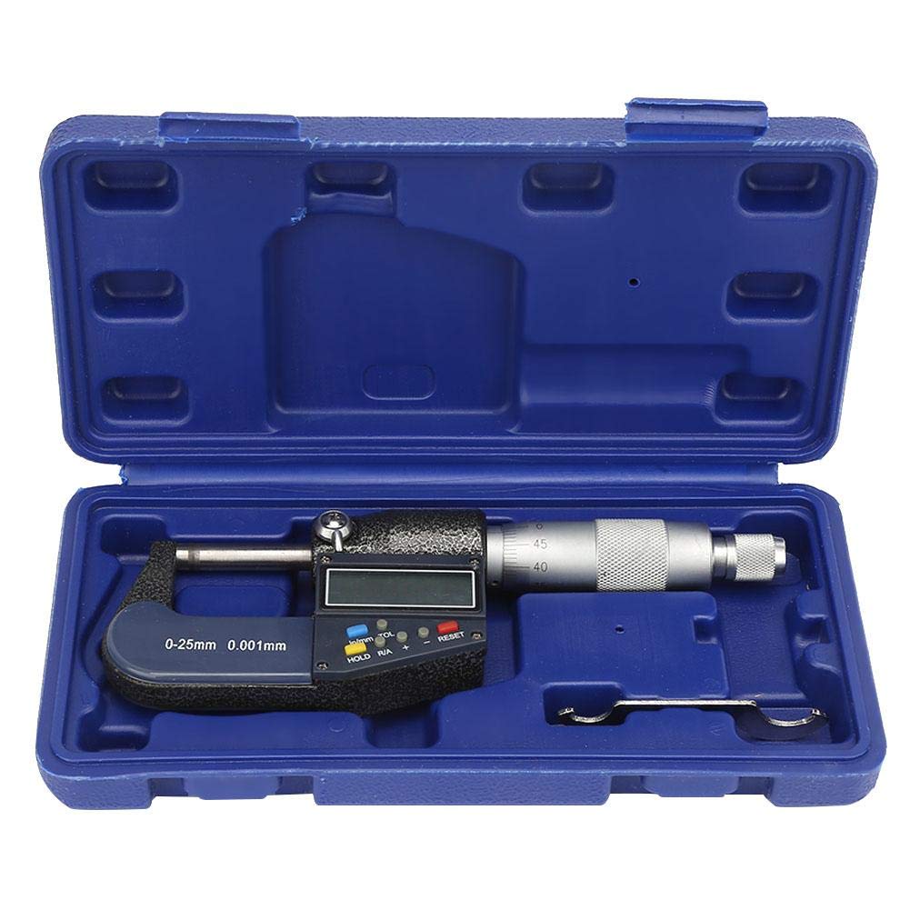 Electronic Digital Outside Micrometer 0-25mm High Precision Micro Caliper Length Measuring Tool Micrometers with LCD Display and Wrench