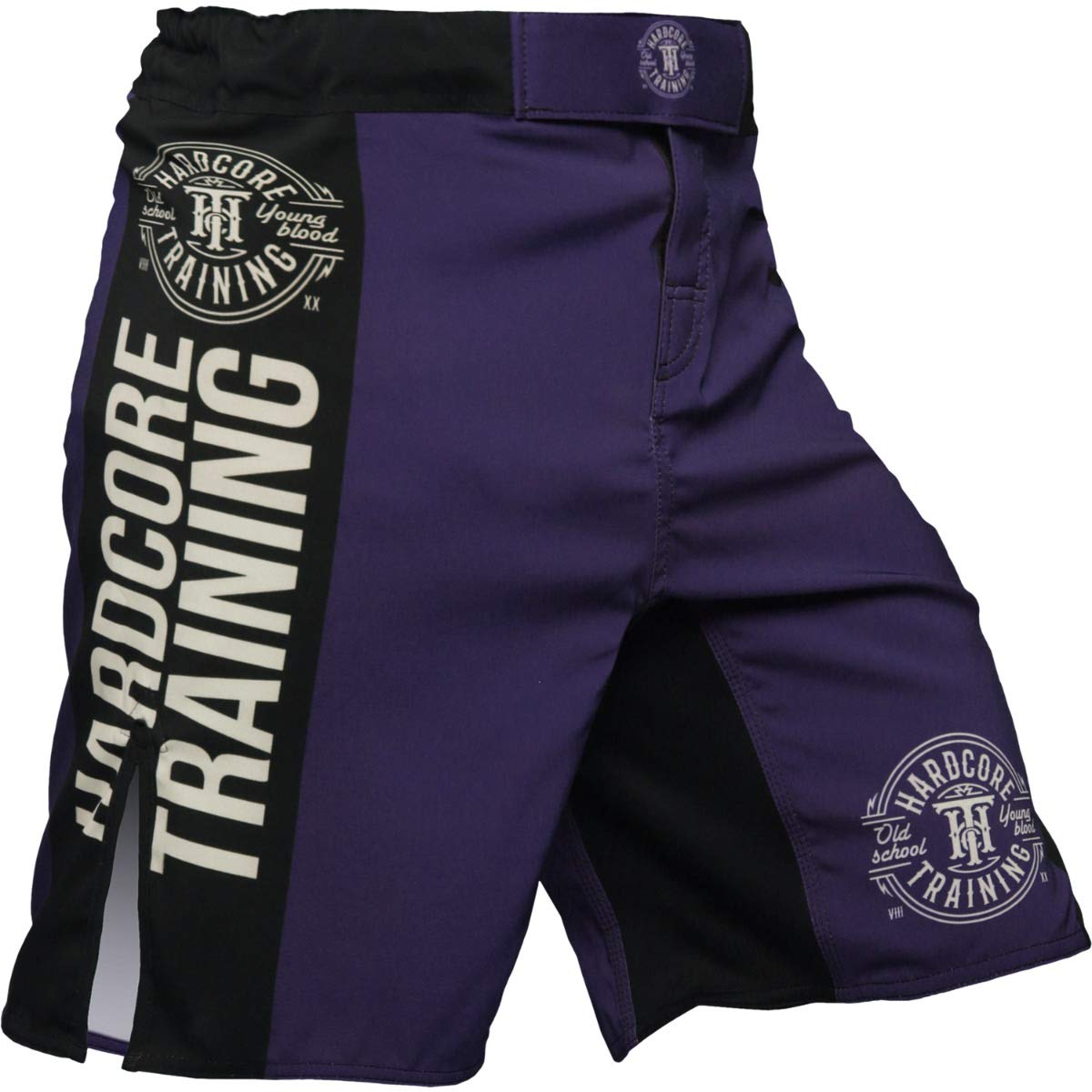 Hardcore Training Recruit Fight Shorts Men's Boxing MMA Combat BJJ Grappling Fitness Muay Thai Kickboxing No Gi (UK, Alpha, 3XL, Regular, Regular, NavyBlue)