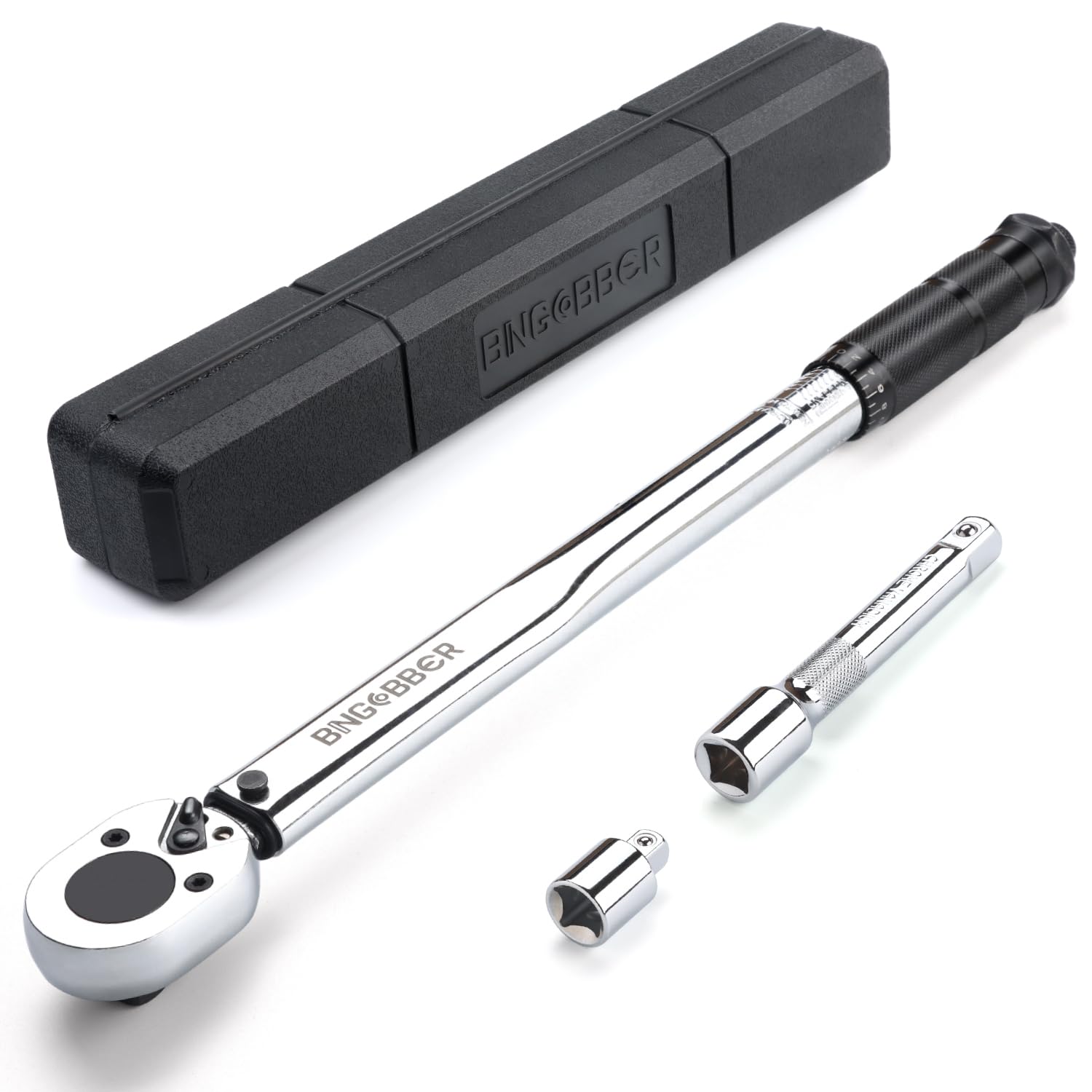 BINGCOBBER 1/2 Inch Drive Click Torque Wrench Set, Dual-Direction Adjustable, 28-210Nm