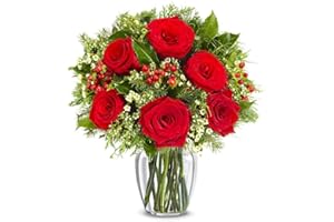 From You Flowers - The Winter Berry Bouquet with Glass Vase | Fresh Flower Bouquets for Birthday, Anniversary, Get Well or Celebration