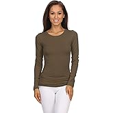 COLOR STORY Womens Basic Light Brown Colors Slim Fit Long Sleeve Round Neck Top (1100-LIGHT Brown-L)