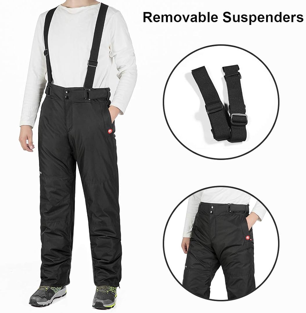 qualidyne Men's Snow Ski Bib Pants 10000mm Waterproof Insulated Snowboard Trousers with Detachable Bib : Clothing