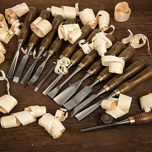 IMOTECHOM 12Pieces Woodworking Wood Carving Tools Chisel Set with