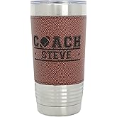 Personalized Football Tumbler! Insulated Leatherette Tumbler with Football Texture Gift For Coach! 20oz Football Coach Gift!