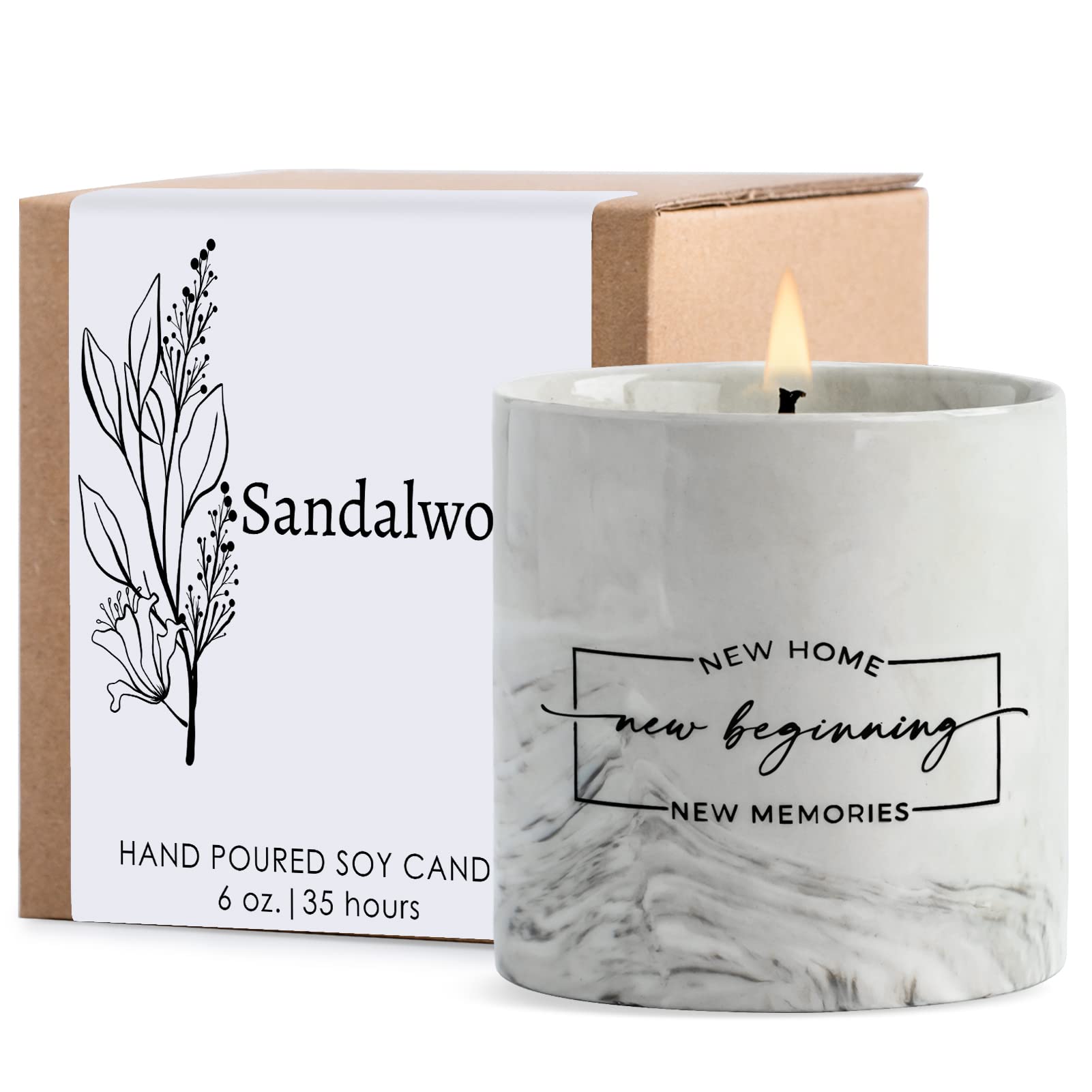 Photo 1 of FreeJac House Warming Gifts New Home Housewarming Gift for Women Men Friend - New Home Gift Ideas New Homeowner Gifts House Warming Decoration Party Decor Ceramics Sandalwood Scented Candle 6oz