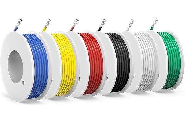 26 awg Wire,26 awg Silicone Electrical Wire -SCHDRA 26 Gauge Tinned Copper Wires(6 Colors 20ft Each Color)(OD: 1.5 mm),Strand