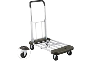 WarehouseWiz Folding Platform Truck | 330lbs Capacity Push Cart with Foldable Handle | Adjustable & Non-Slip Platform Cart | 