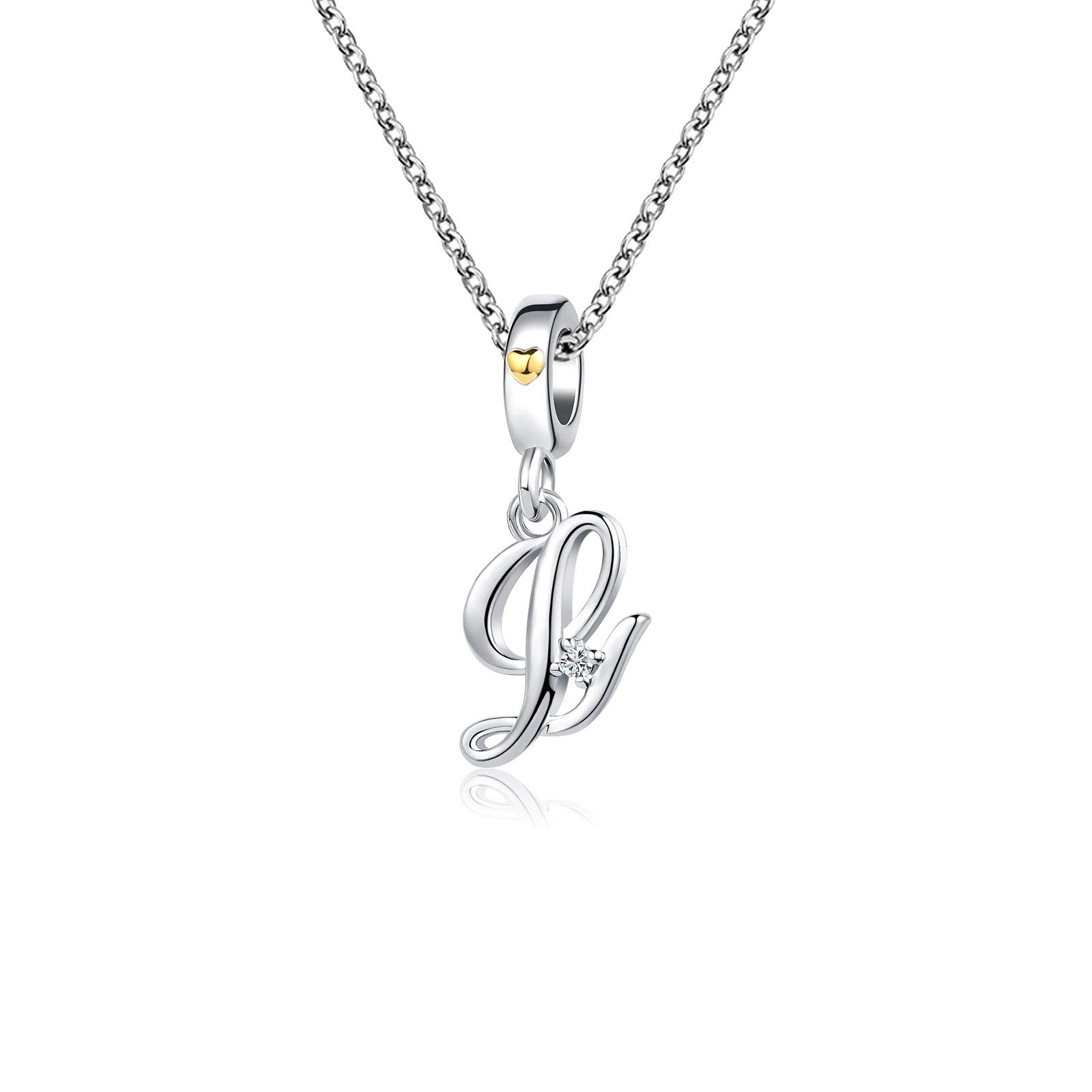 KunBead Jewelry Letter L Initial Alphabet Love Small Heart Mother Daughter Pendant Necklace Sale Cheap for Mum