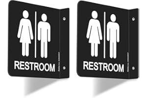 Faittoo Restroom Sign, Bathroom Signs, (2 Pack) 6 x 6 Inches Unisex Acrylic Sign, for Office or Business Bathroom and Toilet 