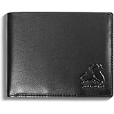 BULL GUARD Mens RFID Blocking Bifold Wallet Smooth Top Grain Leather Nappa Black, Secure and Durable Extra Capacity Billfold With 10 Credit Card Slots, Flip Up ID, Tight Stitching and Coin Pocket