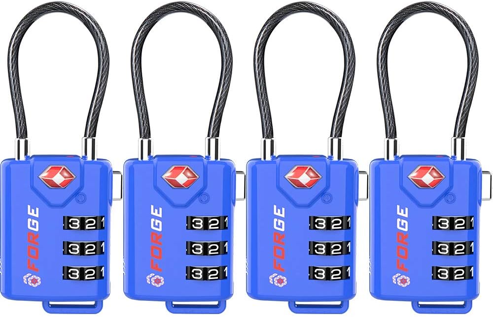  | TSA Approved Cable Luggage Locks, Re-settable Combination with Alloy Body | Luggage Locks