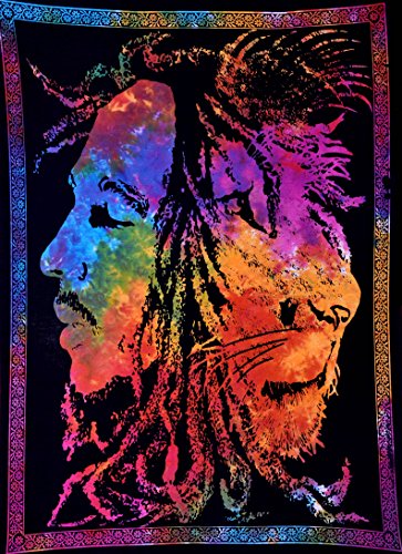 ANJANIYA Bob Marley Lion Face Beautiful Bohemian Room Dorm Decor Hippie Small Boho Rasta Tapestry Poster 30"x40" Psychedelic Reggae Tapestries Wall Art Hanging Gypsy Posters (Multi Color)