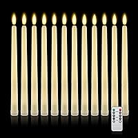 IMAGE Taper Candles, 12 Pcs Battery Operated 3D Wick Ivory Taper Flameless Candles with 10 Keys Remote and Timer, Flickering 