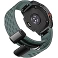 Abanen Air-holes Silicone Quick Fit Watch Band for Garmin Fenix 8 51mm / epix Pro 51mm / Fenix 7X / Fenix 6X / Instinct 2X, Soft Sport Wrist Strap with Fold-over Magnetic Closure for Enduro