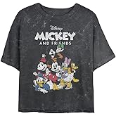 Disney Characters Mickey FREINDS Group Women's Mineral Wash Short Sleeve Crop Tee